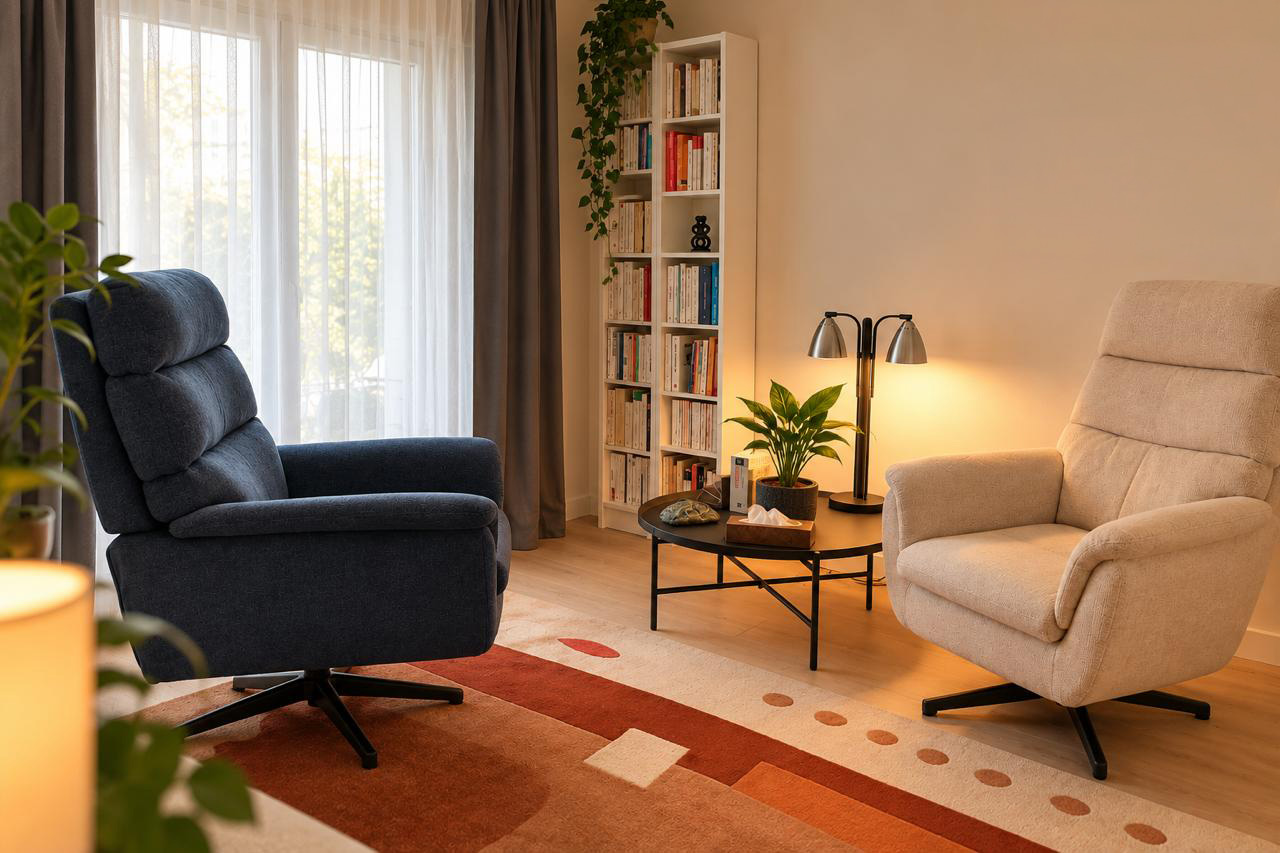 Cabinet psy de Laurence ANDRÉ à Saint-Maur-des-Fossés : espace de consultation avec deux fauteuils